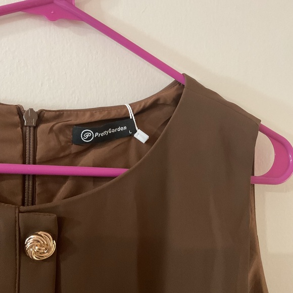 Brown Button Dress Office - Picture 2 of 3